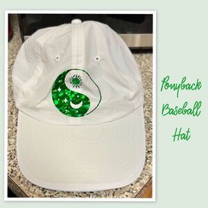 Ponyback Baseball Hat, White Baseball Cap, Ponytail Baseball Cap